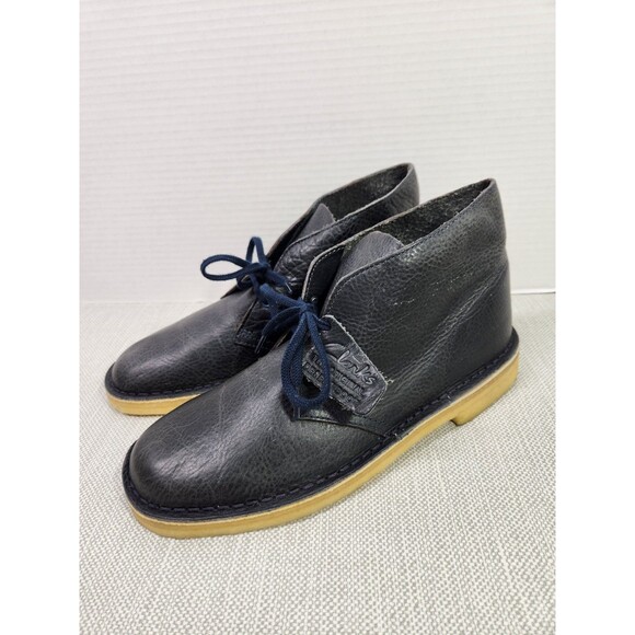 Clarks Originals 7.5 M Desert Boots Navy Blue Leather Chukka Crepe Soles 12780
